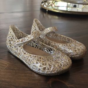Mini Melissa size 10 mary jane gold sparrkle shoes